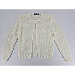 Vtg Carroll Reed White Cardigan Blazer‎ Jacket Long Sleeve 80s Acrylic SZ Small